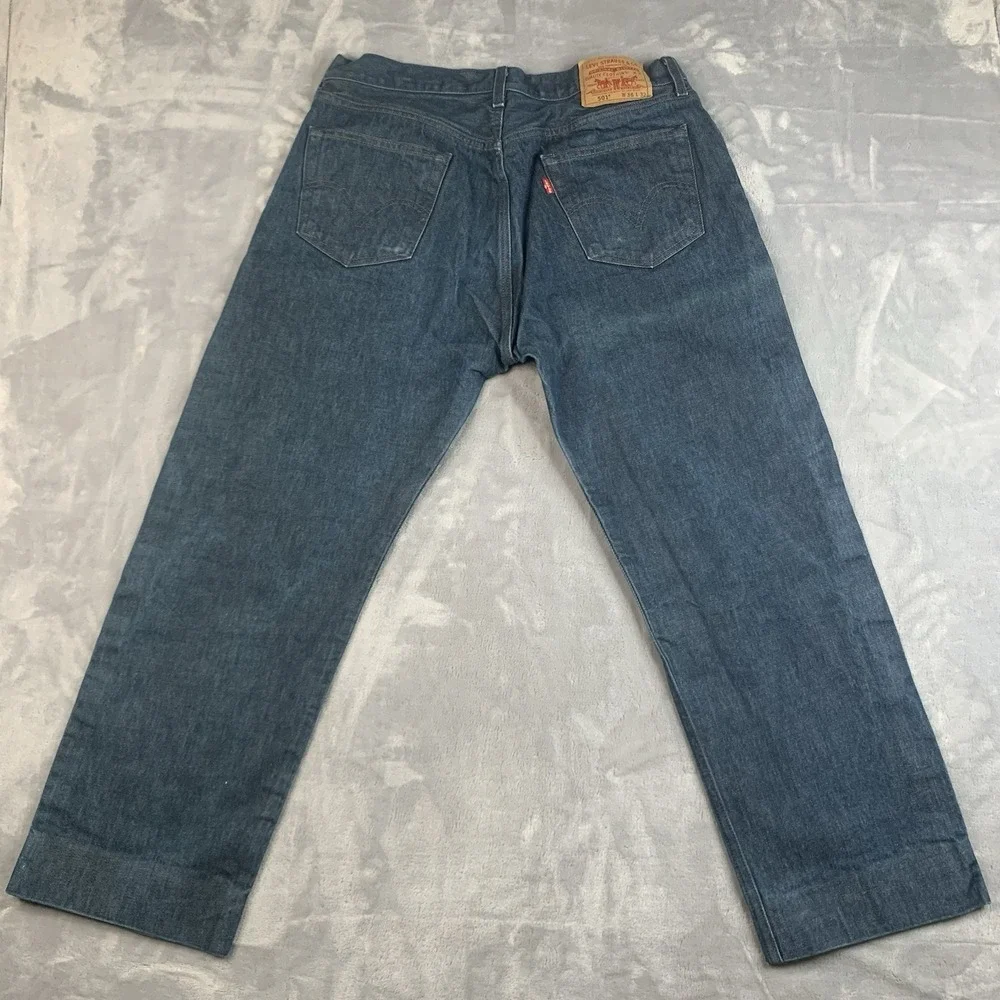 Levi's 501 Straight Fit Jeans W36 L32 Blue Hemmed‎ To Fit 27